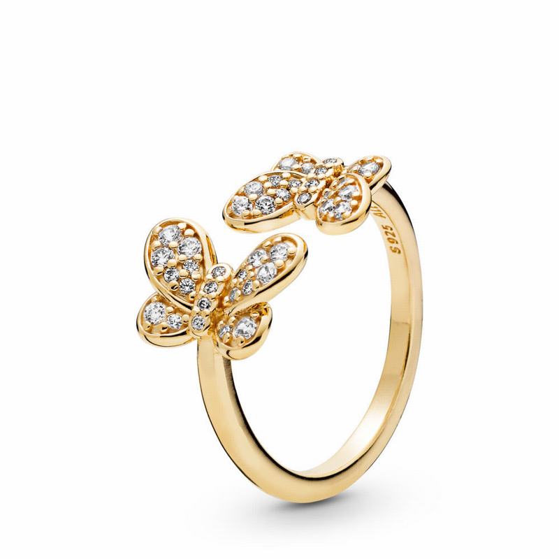 Pandora Australia Shine™ Dazzling Butterflies Stackable Ring - 18ct Gold Plated | QBLIGZ594